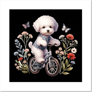 Cute Bedlington Terrier Biking Posters and Art